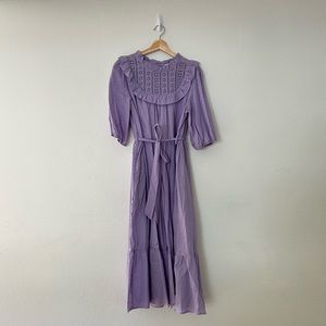 Boutique Midi Eyelet Purple Lavender Dress
